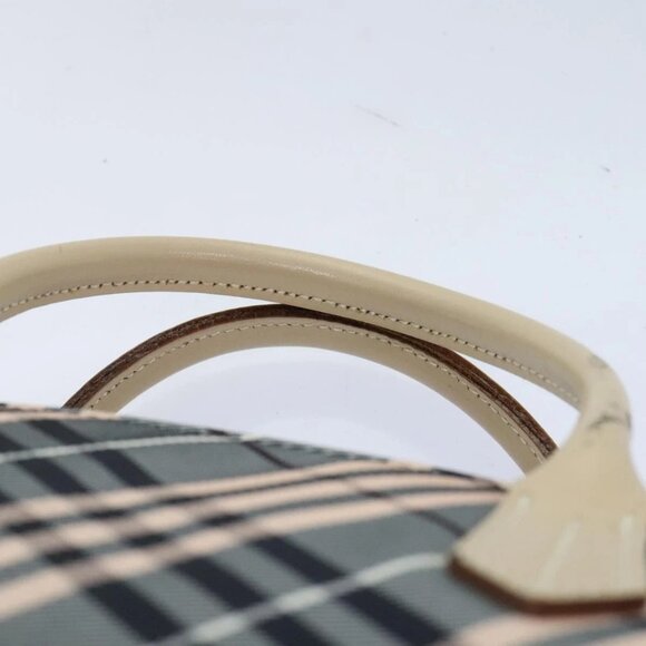 BURBERRY Nova Check Blue Label Hand Bag Nylon Gray Pink Auth - Picture 6 of 16